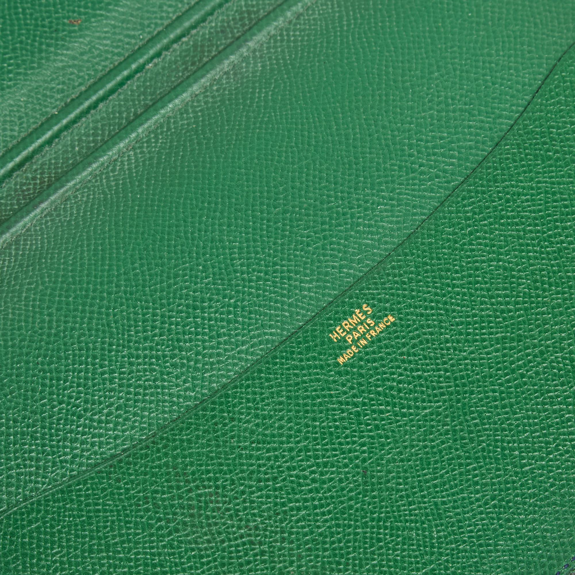 Hermès Couverture Agenda Globe Trotter Black Green Leather Agenda Cover Hermes In Good Condition In PARIS, FR