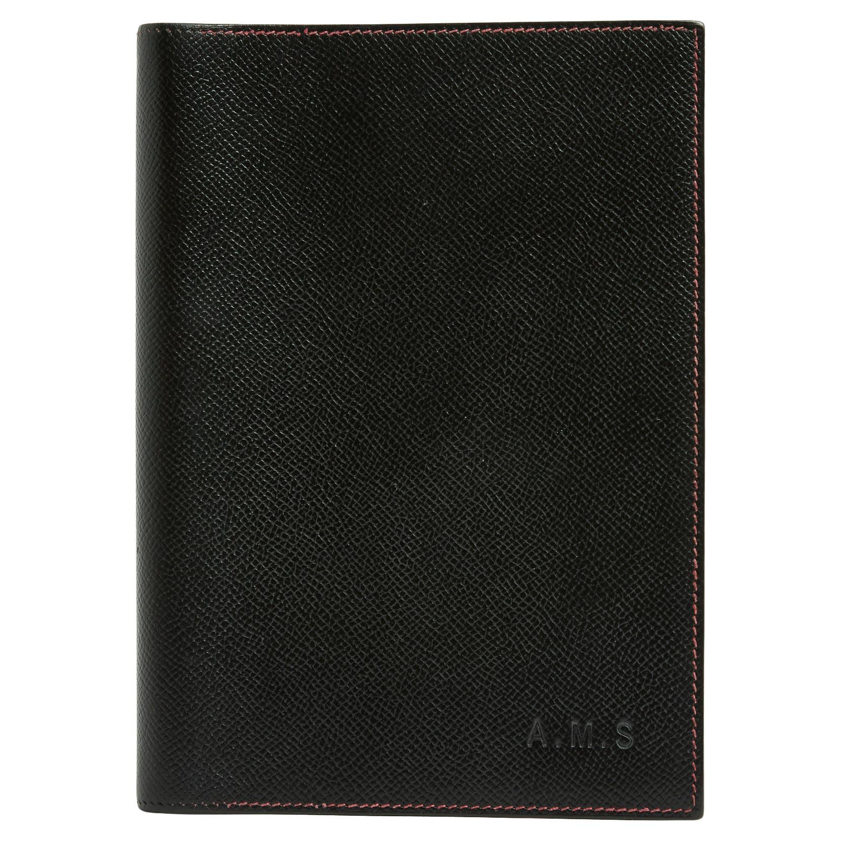 Hermès Couverture Agenda Globe Trotter Couverture Agenda en cuir rouge noir Hermès en vente