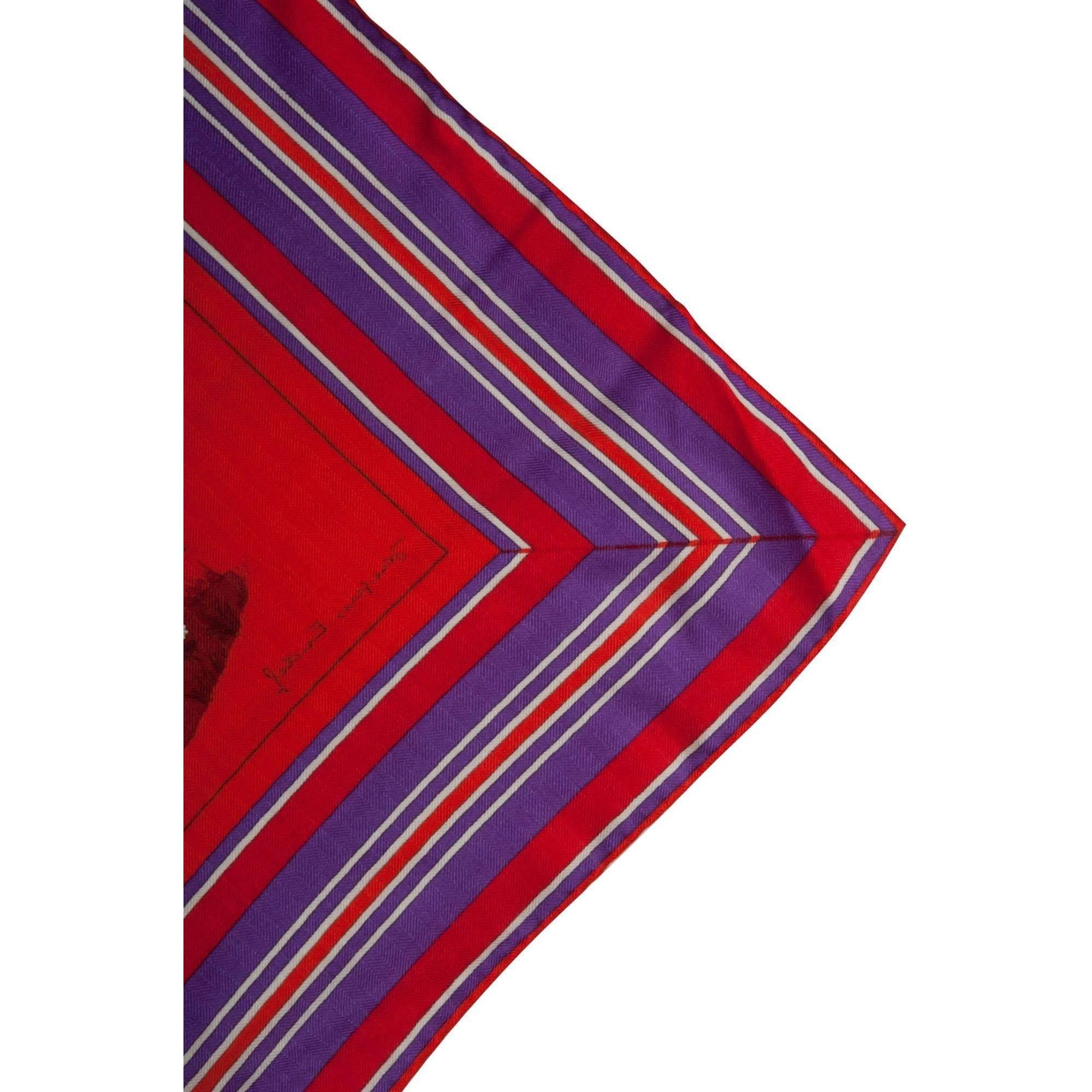 da uomo o donna Hermes Couvertures Et Tenues De Jour GM Red Purple Cashmere Shawl Scarf in vendita