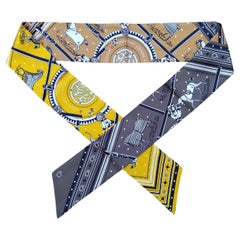 Hermès Couvertures et Tenues Maxi Twilly Slim Silk Horses Texas