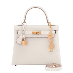 Hermes Craie 25cm Baby Kelly Togo Retourne Shoulder Bag Gold  Z Stamp, 2021