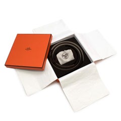 Hermes Craie/Argile Mini Constance Reversible Leather Belt 24mm GHW - Size 75