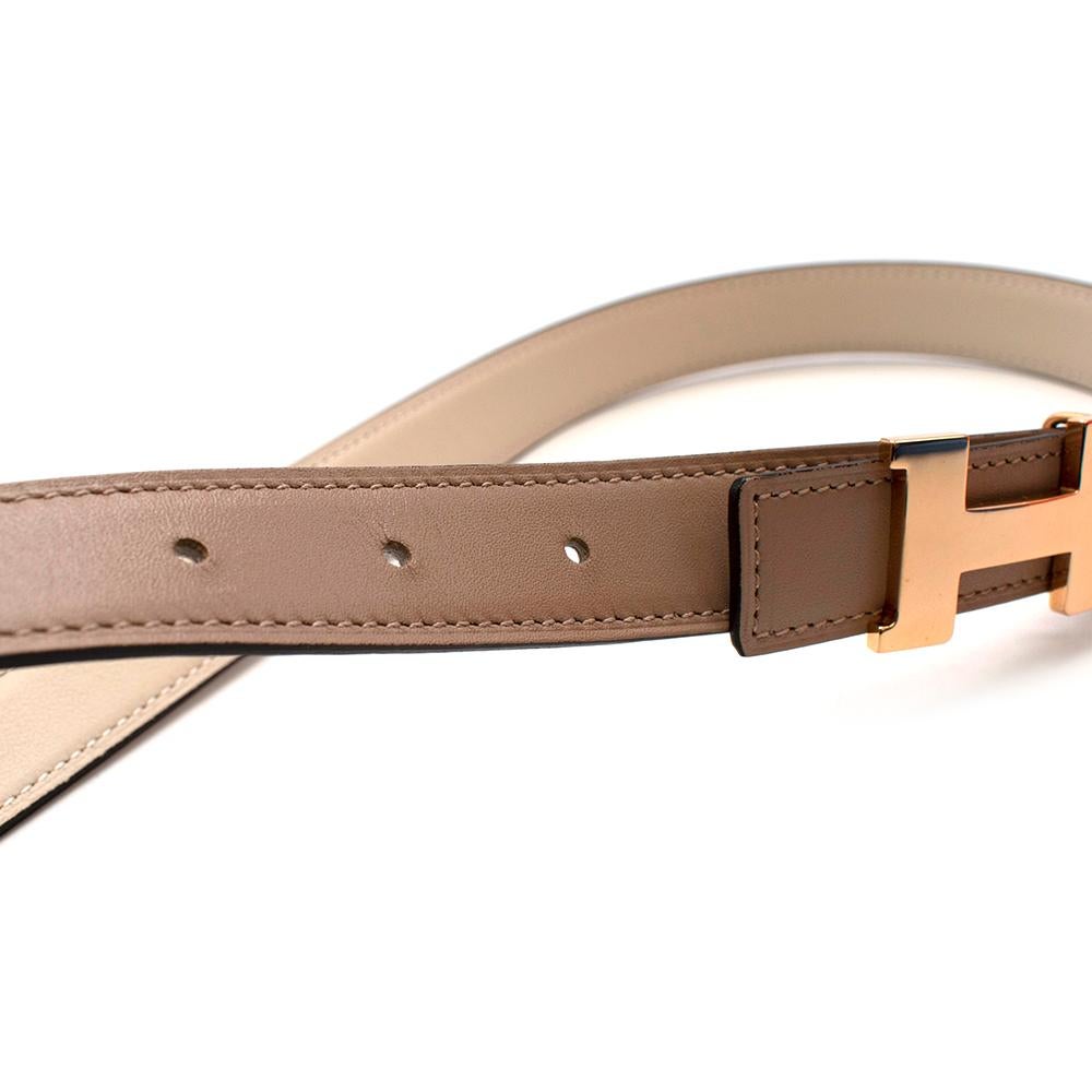 Hermes Craie/Argile Mini Constance Reversible Leather Belt 24mm GHW - Size 75 In Excellent Condition In London, GB