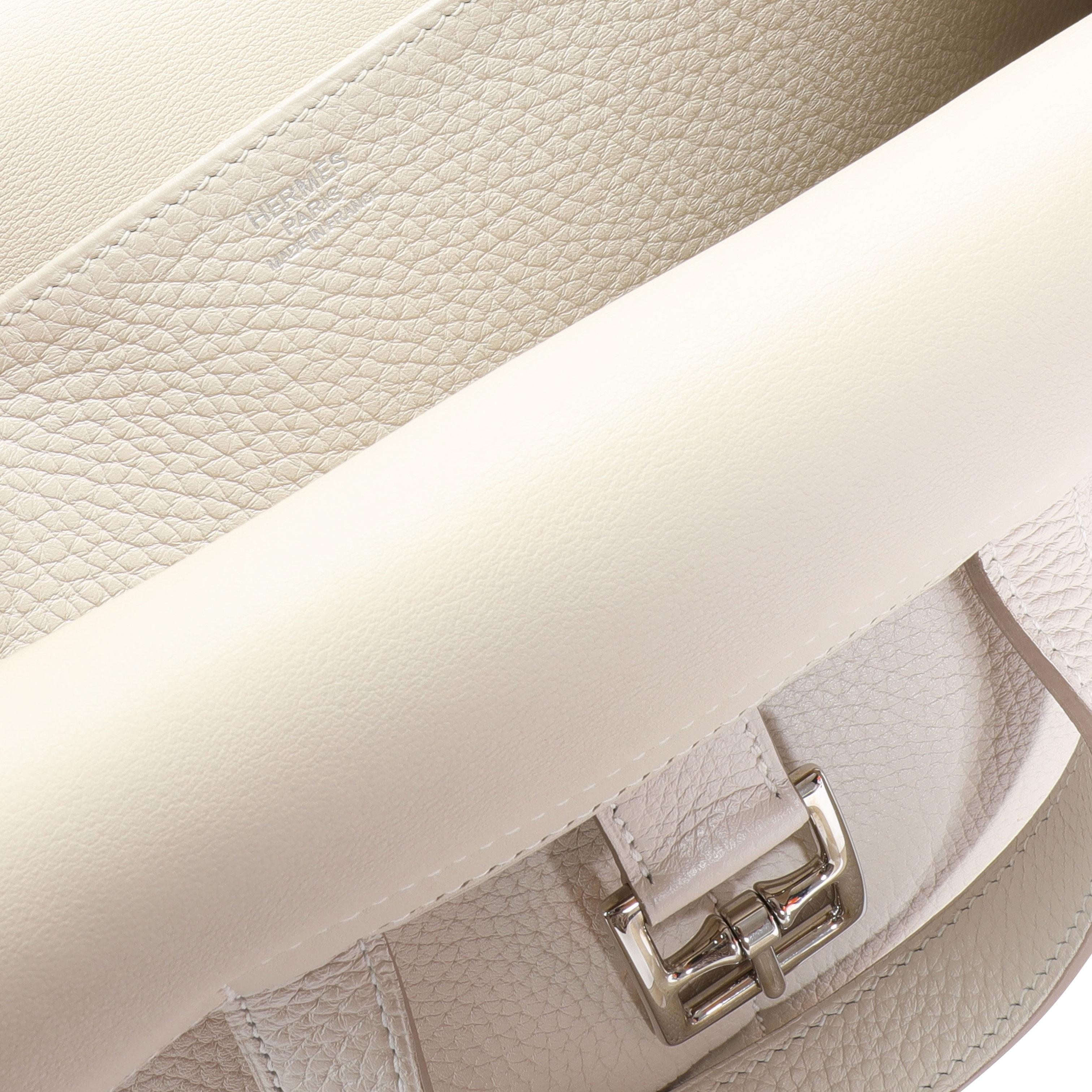 Hermès Craie Clémence Halzan 31 PHW
SKU: 110097

Handbag Condition: Very Good
Condition Comments: Very Good Condition. Light marks to leather near hardware connections.
Brand: Hermès
Model: Halzan

Origin Country: France
Handbag Silhouette: