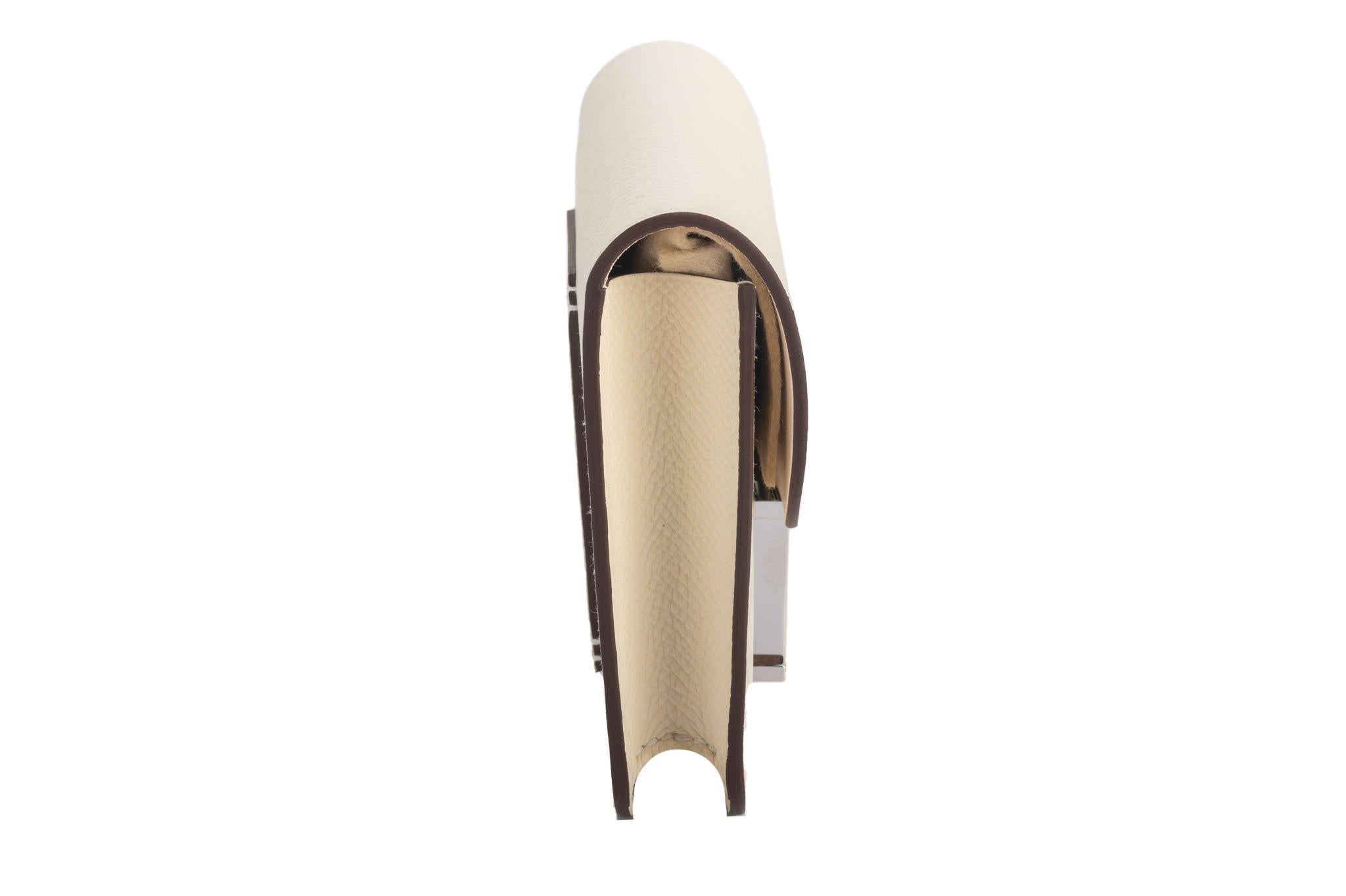 Hermes Craie Constance Schlanker Brieftaschengürtel (Weiß) im Angebot