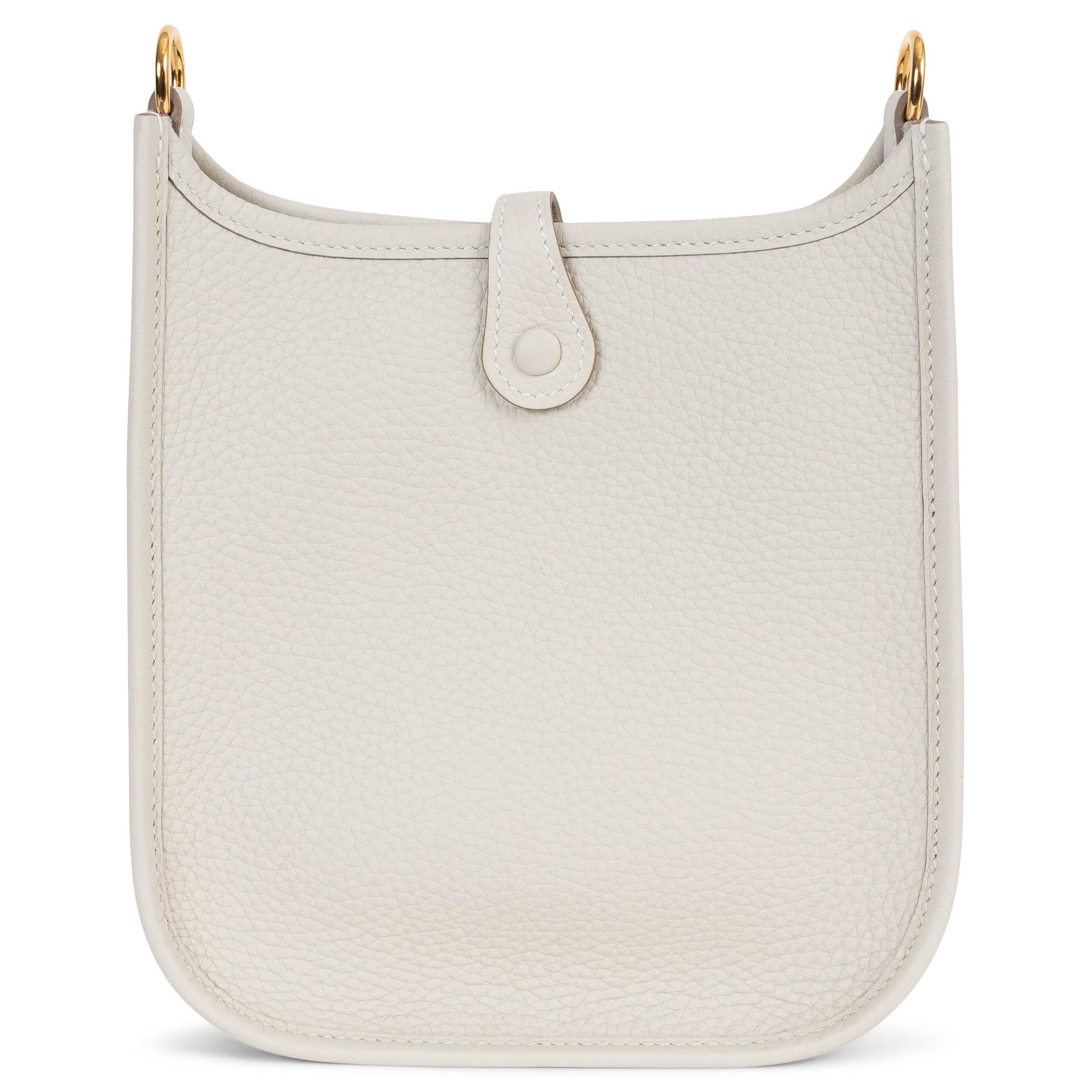 Gray HERMES Craie cream Clemence leather EVELYNE 16 TPM Crossbody Bag Ghw For Sale