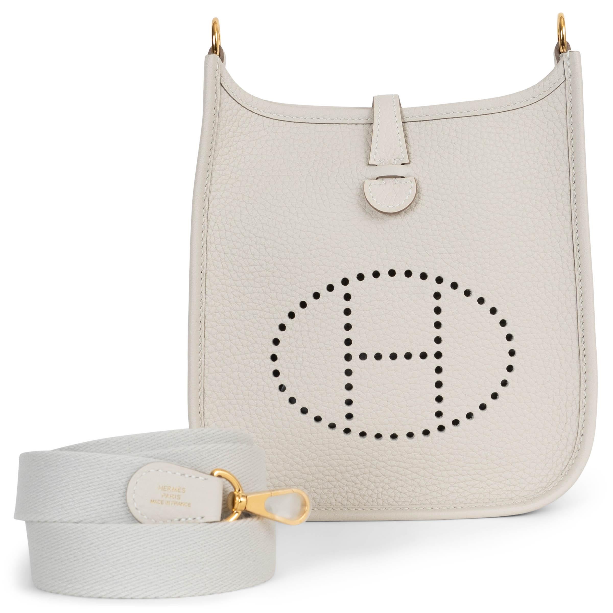 HERMES Craie cream Clemence leather EVELYNE 16 TPM Crossbody Bag Ghw For Sale