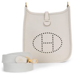 HERMES Craie cream Clemence leather EVELYNE 16 TPM Crossbody Bag Ghw