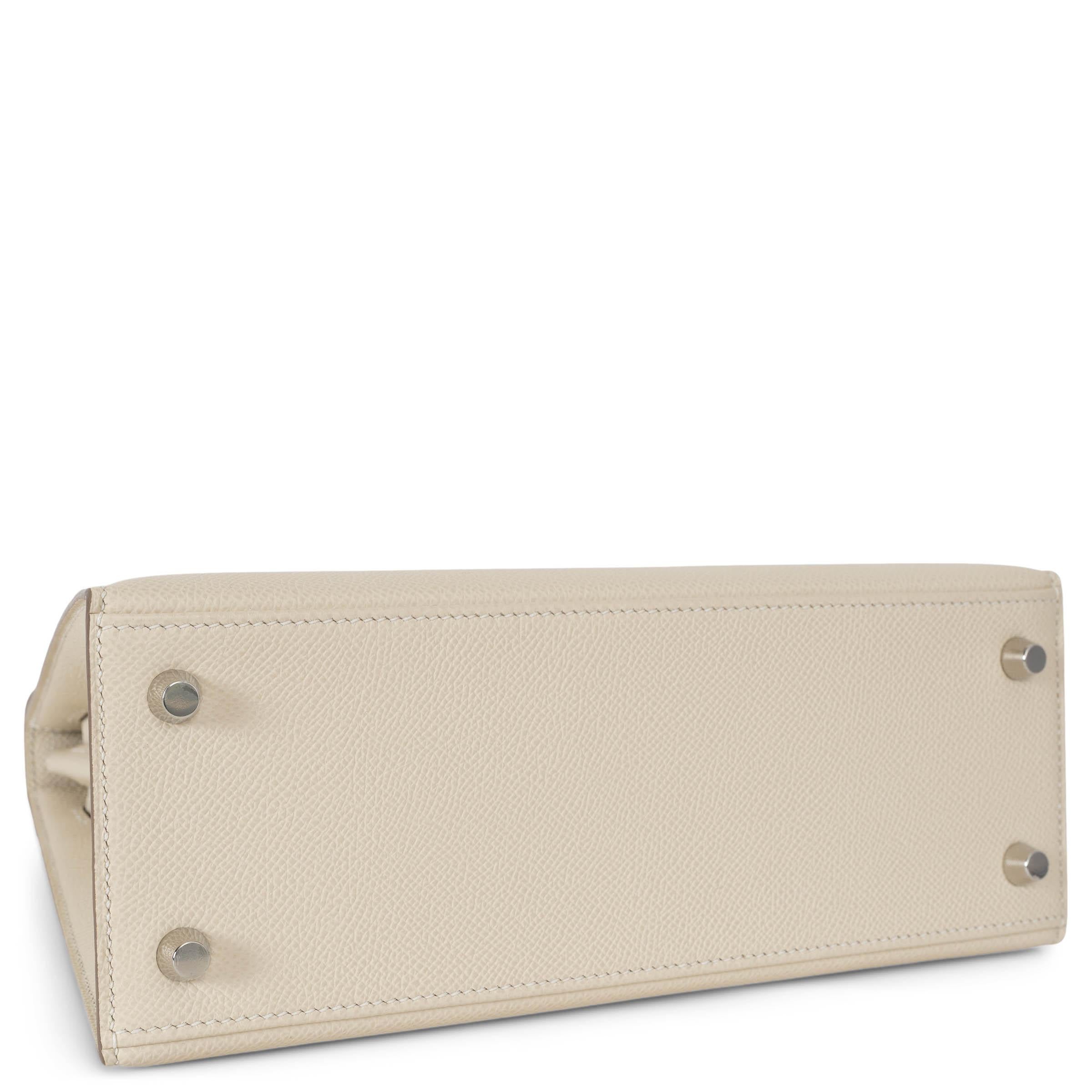 HERMES Craie cream Epsom leather KELLY 25 SELLIER Bag Phw In New Condition For Sale In Zürich, CH