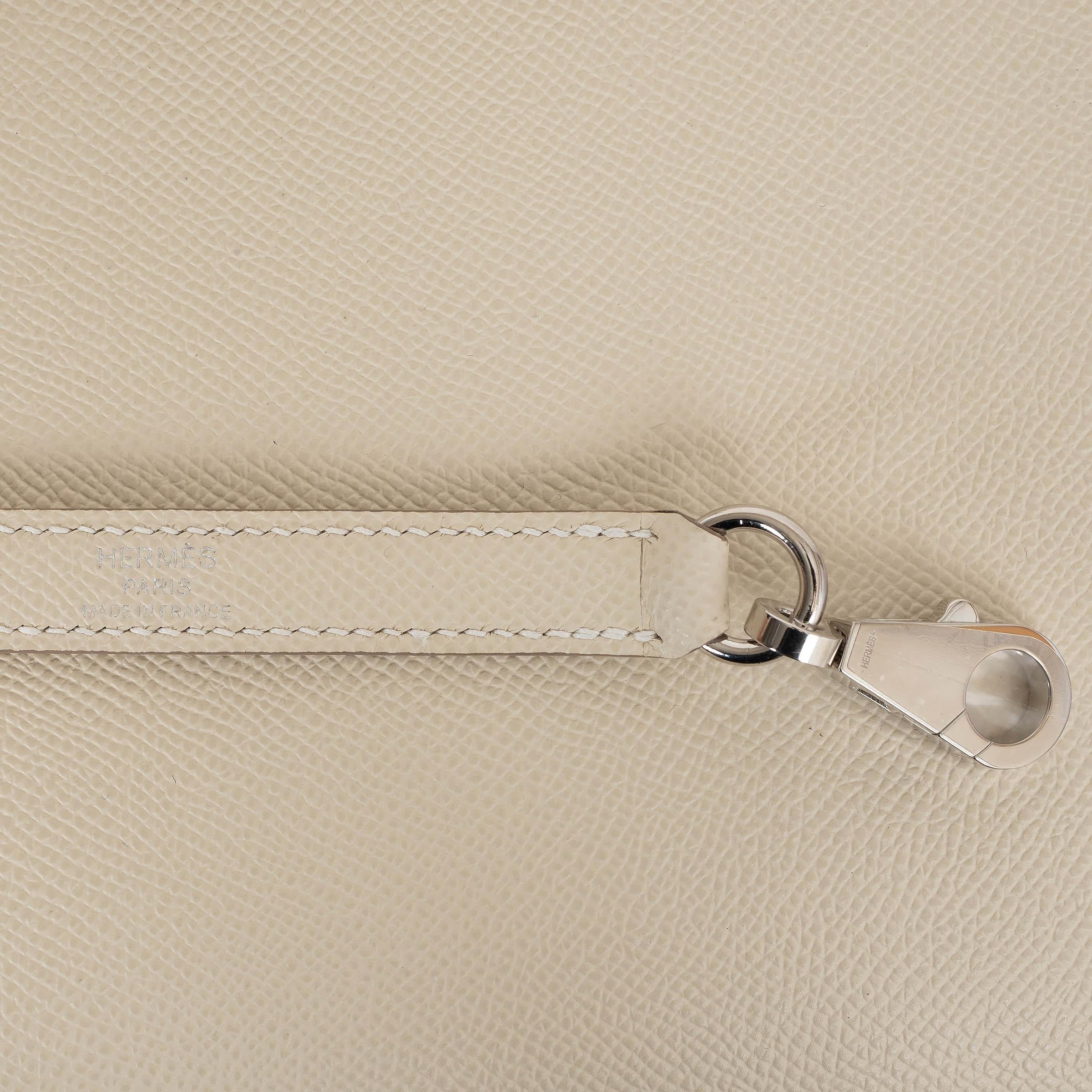 HERMES Craie cream Epsom leather KELLY 25 SELLIER Bag Phw For Sale 3