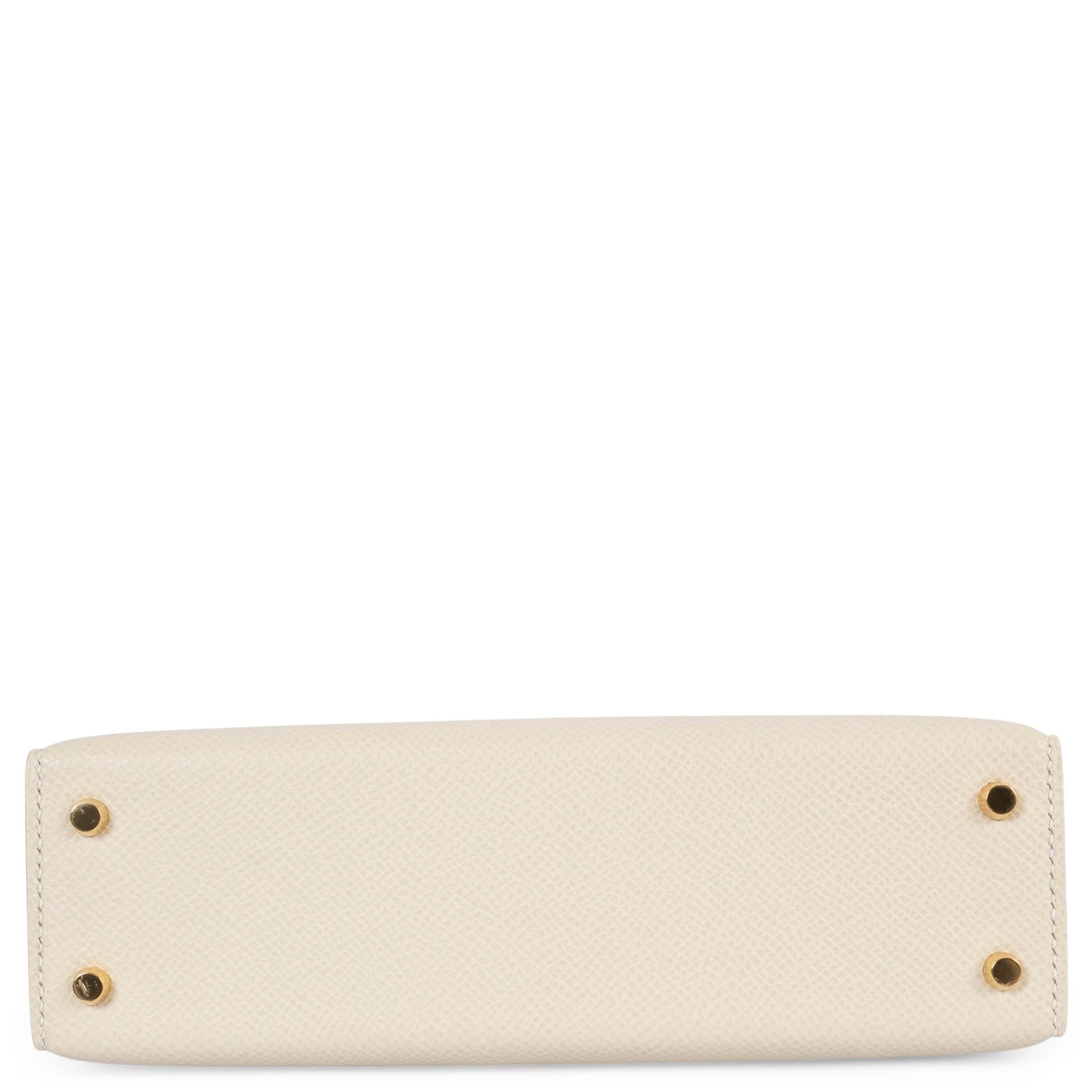 HERMES Craie cream Epsom leather MINI KELLY 20 SELLIER Bag Ghw In Excellent Condition In Zürich, CH