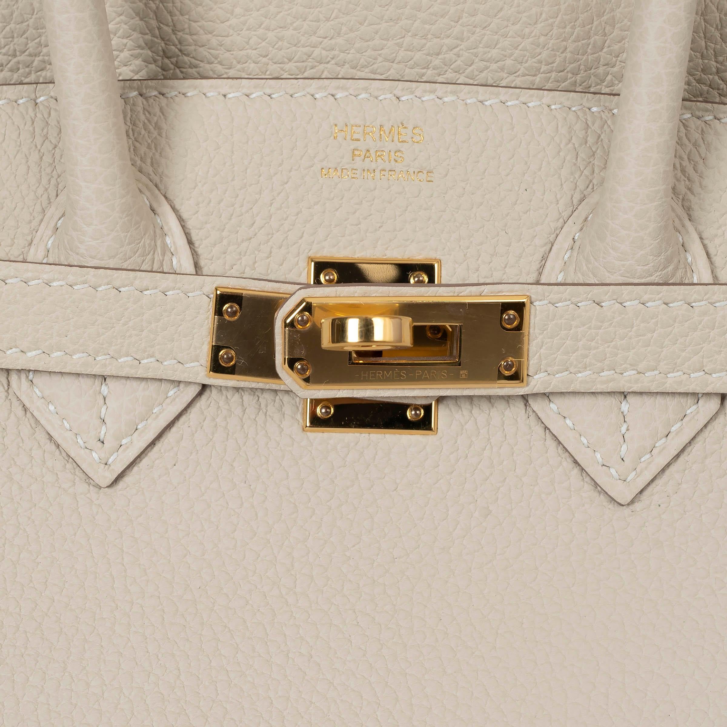 HERMES Craie cream Togo leather BIRKIN 25 Bag Ghw 2