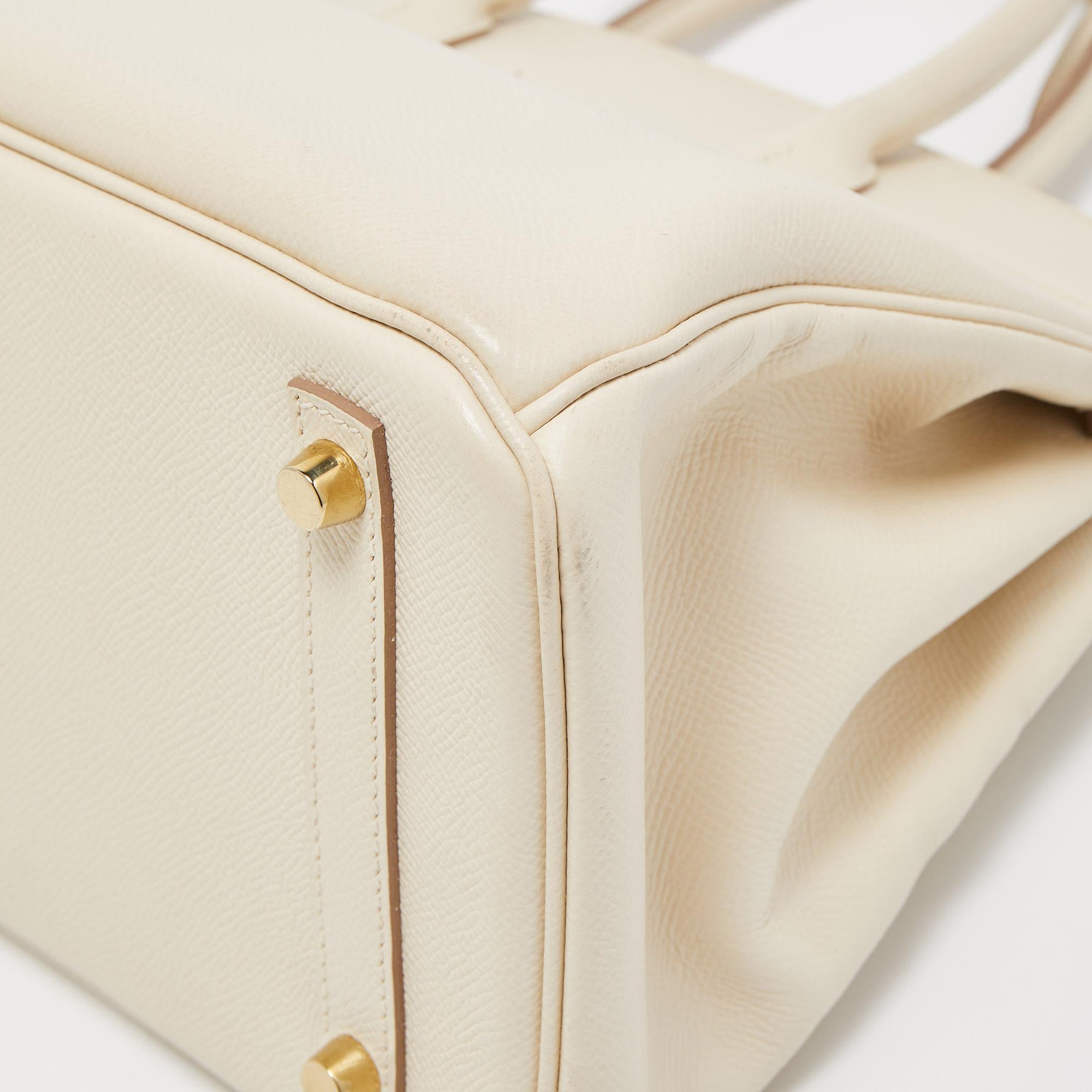 Hermes Craie Epsom Leather Gold Finish Birkin 30 Bag 9