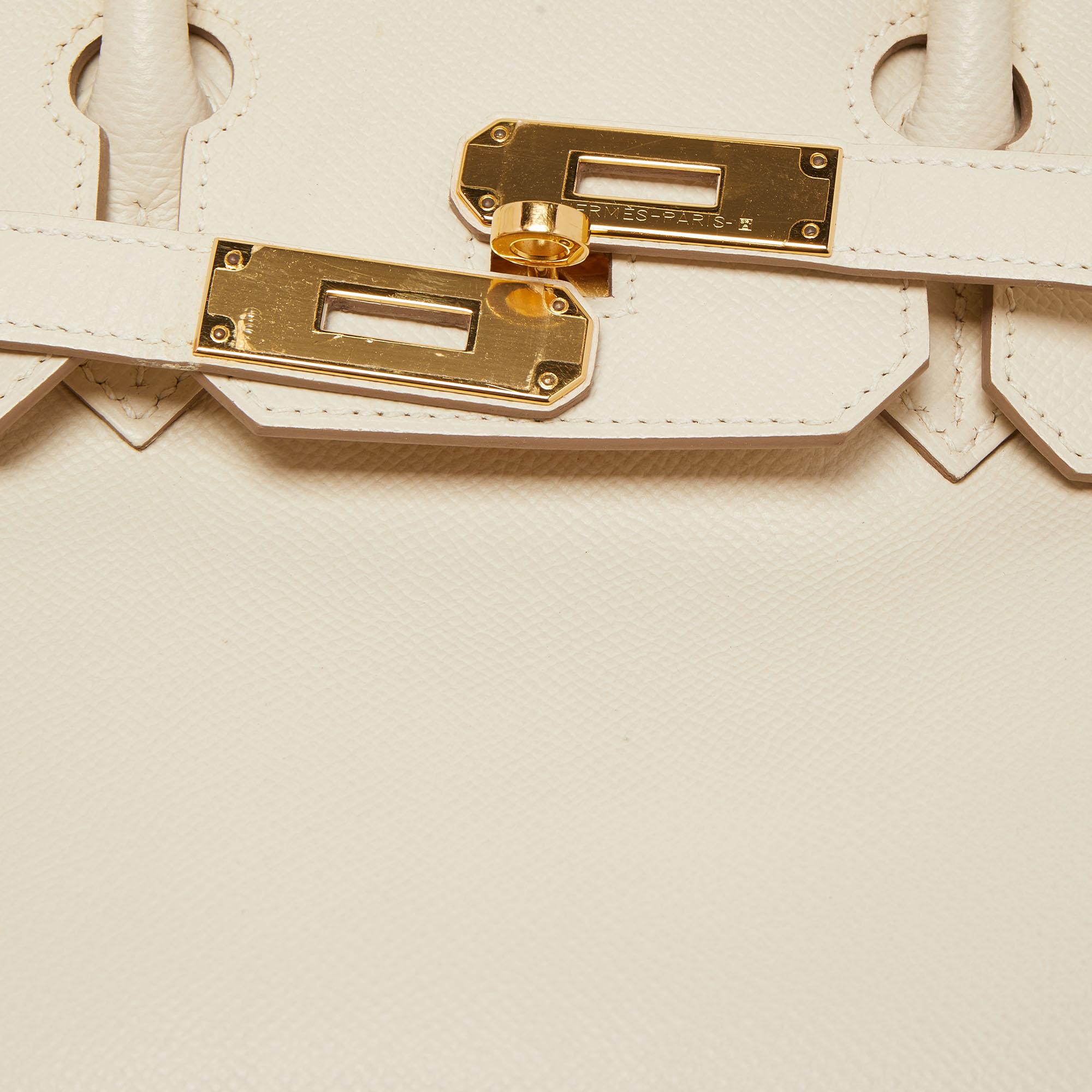 Hermes Craie Epsom Leather Gold Finish Birkin 30 Bag 11