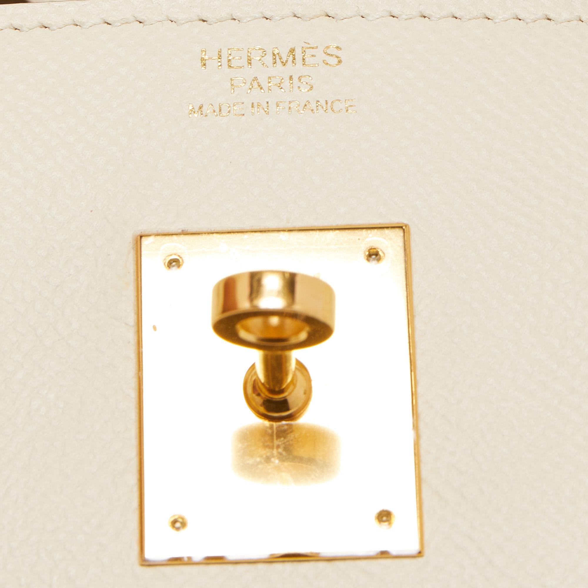 Hermes Craie Epsom Leather Gold Finish Birkin 30 Bag 14