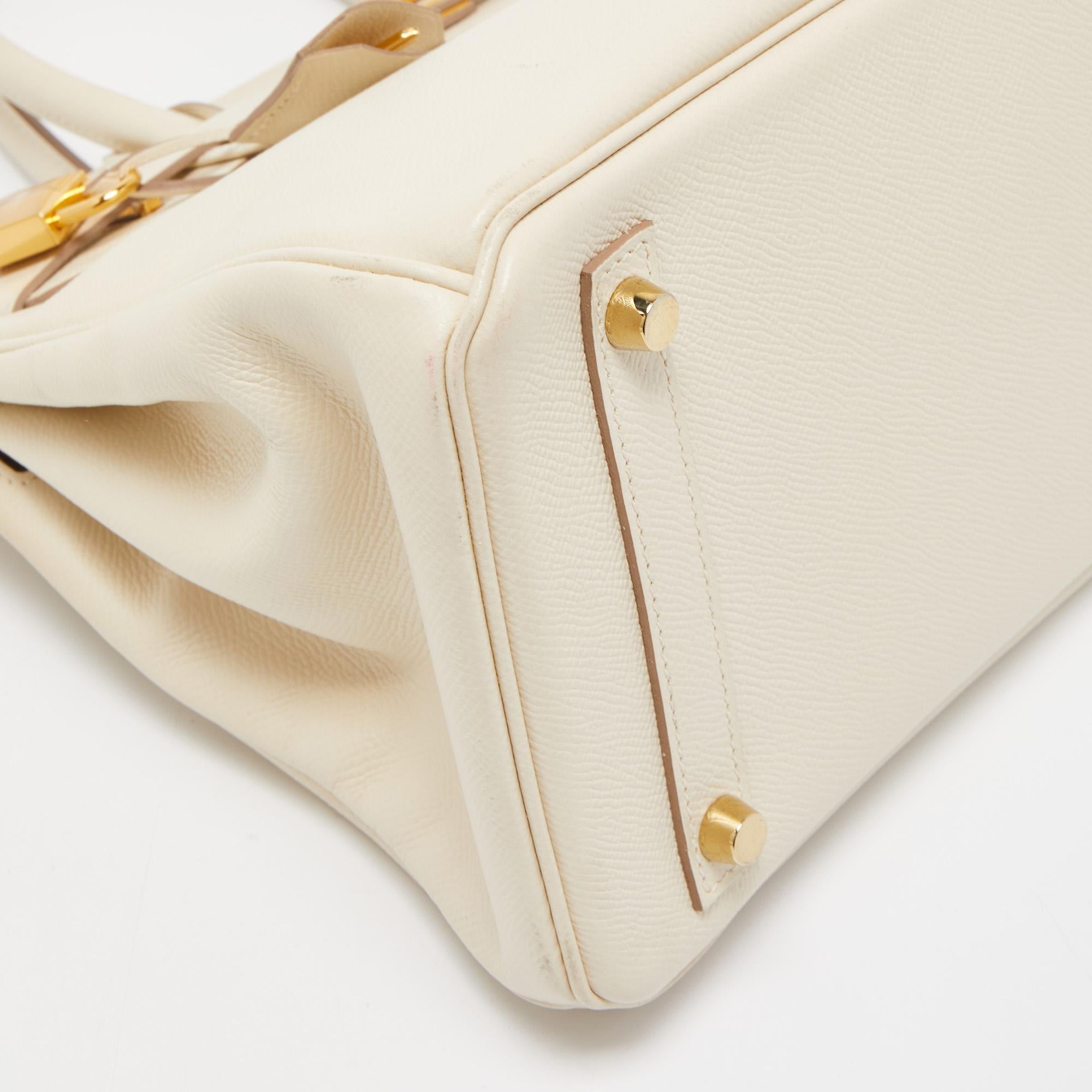 Hermes Craie Epsom Leather Gold Finish Birkin 30 Bag 15