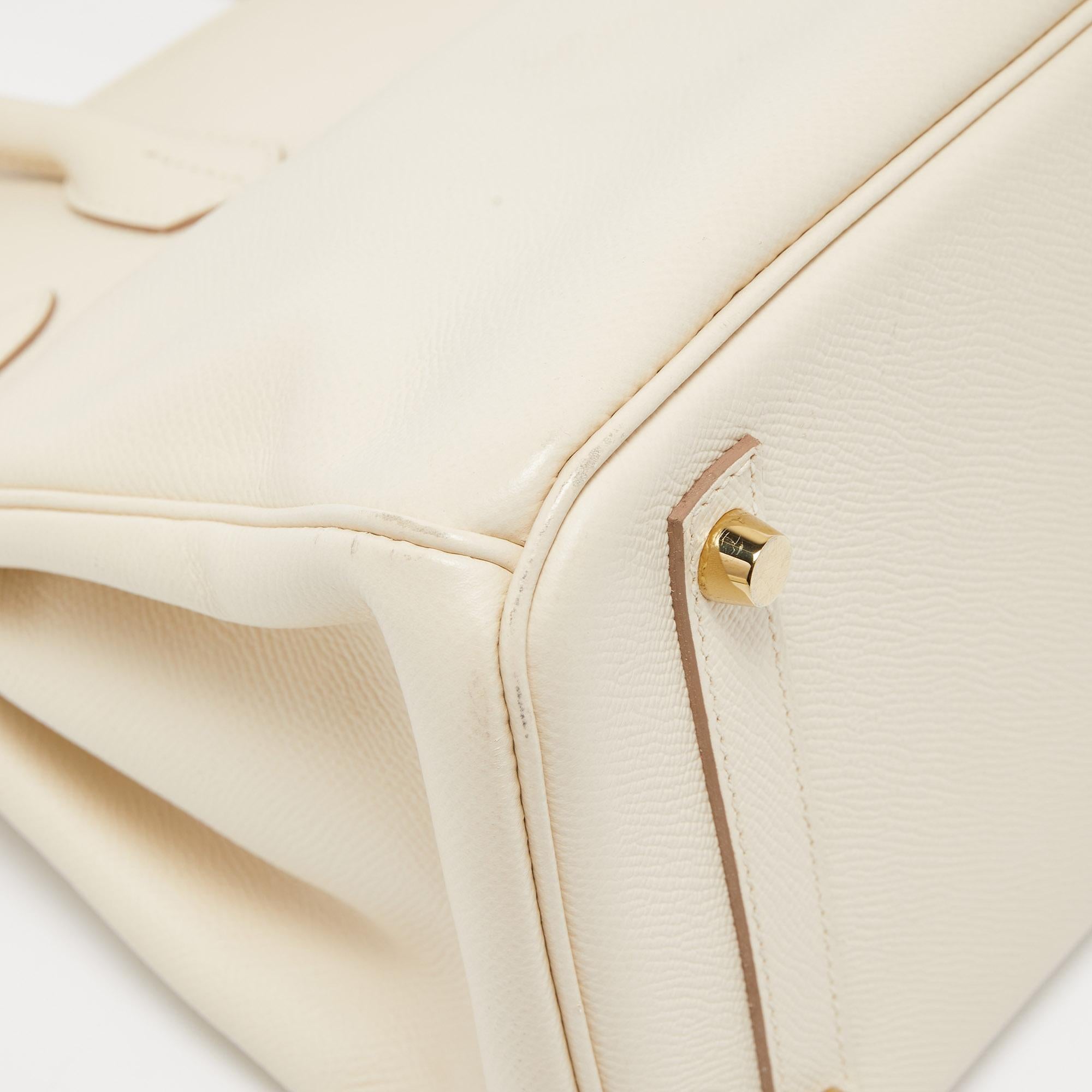Hermes Craie Epsom Leather Gold Finish Birkin 30 Bag 5