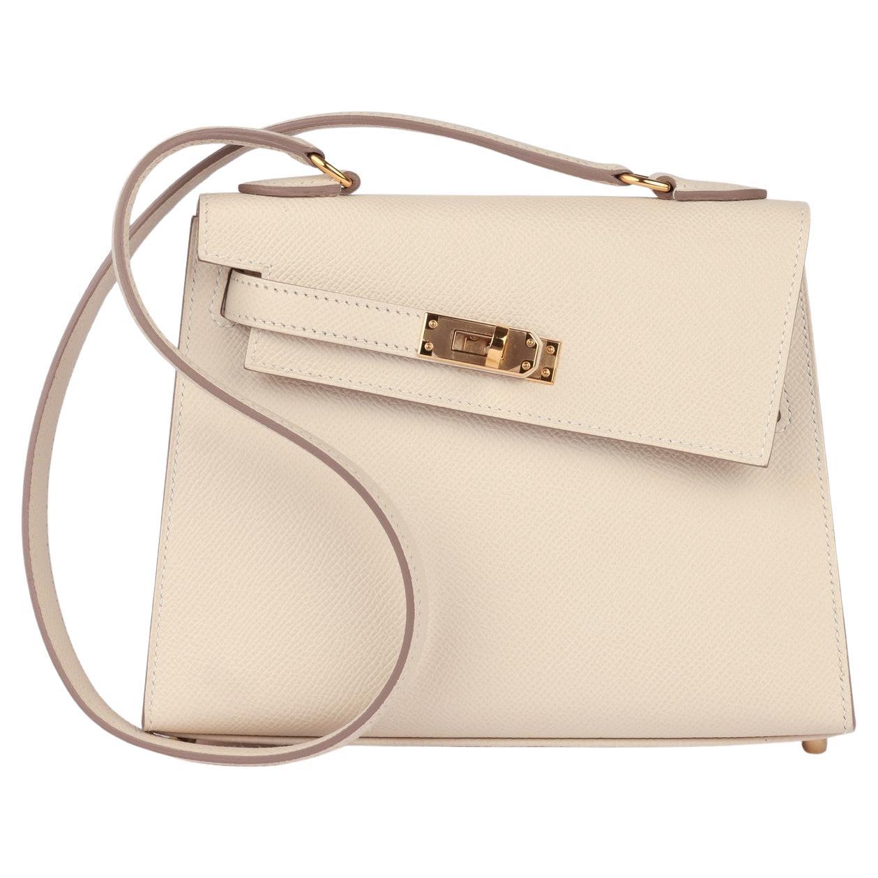 Hermès 2024 Craie Epsom Leather Kelly 20cm Désordre Shoulder Bag
