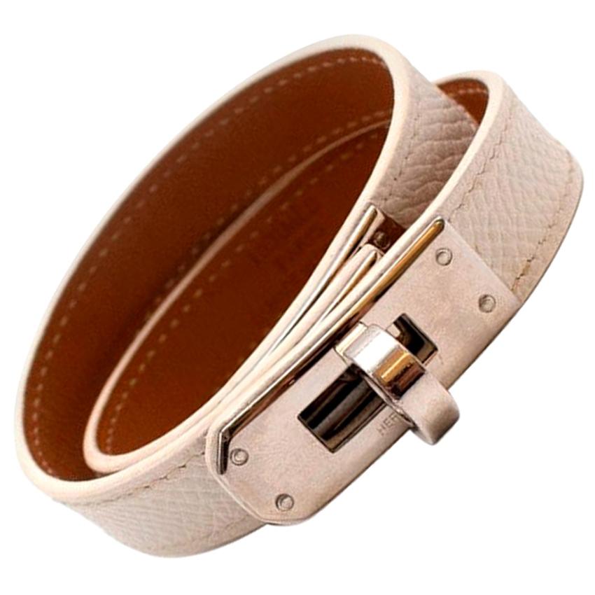 Hermes Craie Epsom Leather Kelly Double Tour Bracelet PHW 