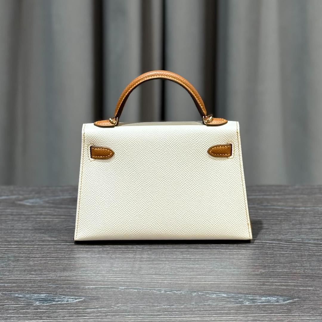 Hermès Craie Gold Mini Kelly 20 Special Order Gold Hardware For Sale 2