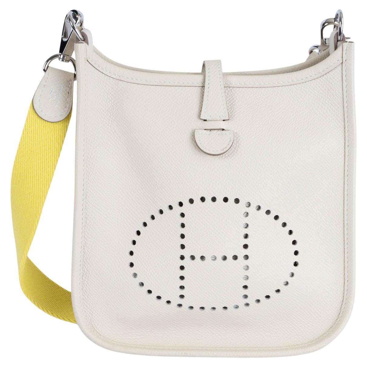 HERMES Craie ivory Epsom leather & Lime EVELYNE 16 TPM Crossbody Bag