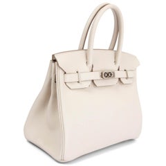 Hermès - Sac Craie 30 en cuir Togo ivoire, finitions métalliques en palladium