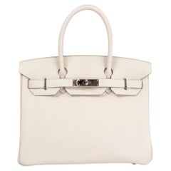 Hermès Craie Elfenbein Togo Leder BIRKIN 30 Tasche Palladium