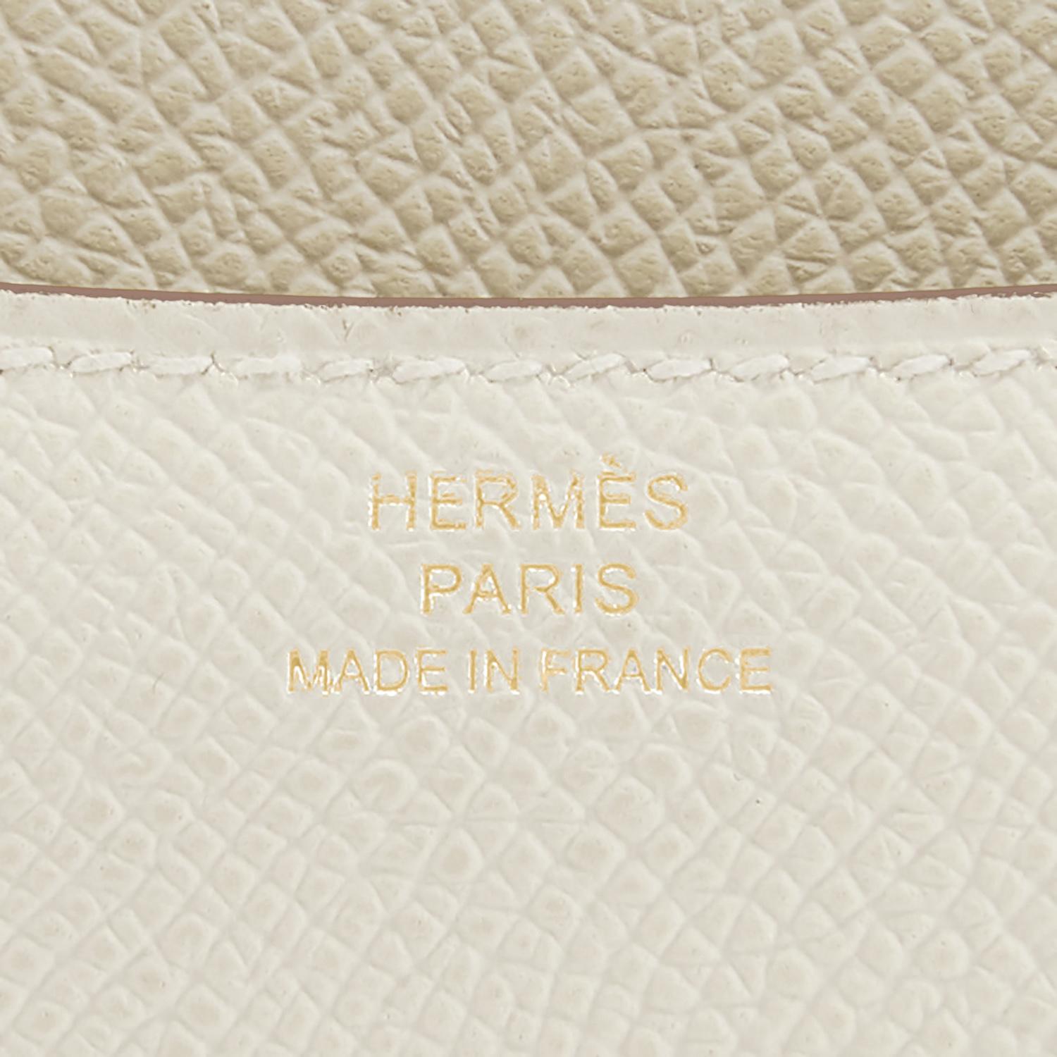 Hermes Craie Rose Gold Hardware Mini Constance 18cm Epsom Bag RARE Z Stamp, 2021 2