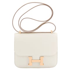 Hermes Craie Rose Gold Hardware Mini Constance 18cm Epsom Bag RARE Z Stamp, 2021