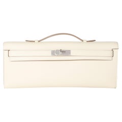 Hermes Craie Swift Kelly Cut Clutch PHW