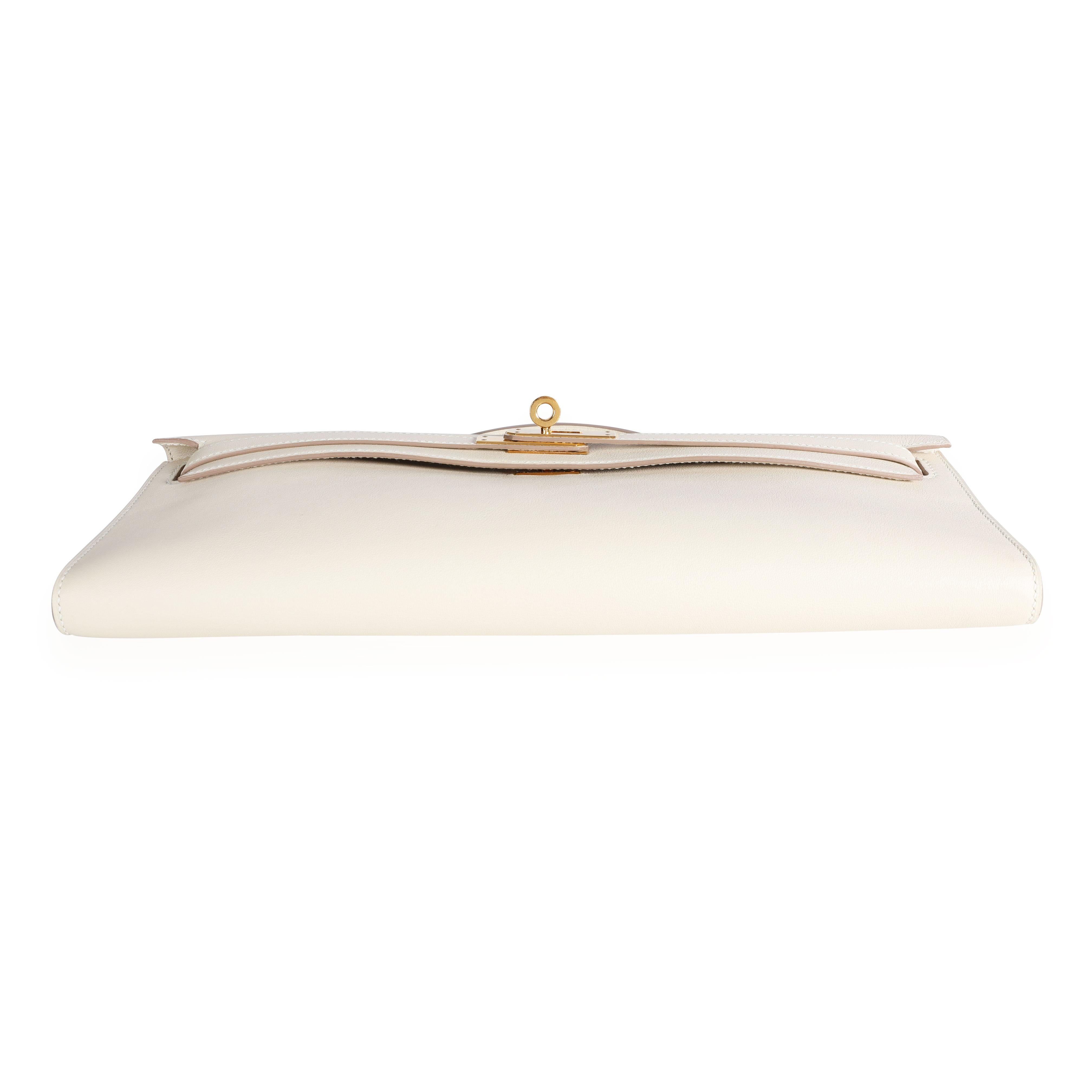 White Hermès Craie Swift Leather Kelly Cut GHW
