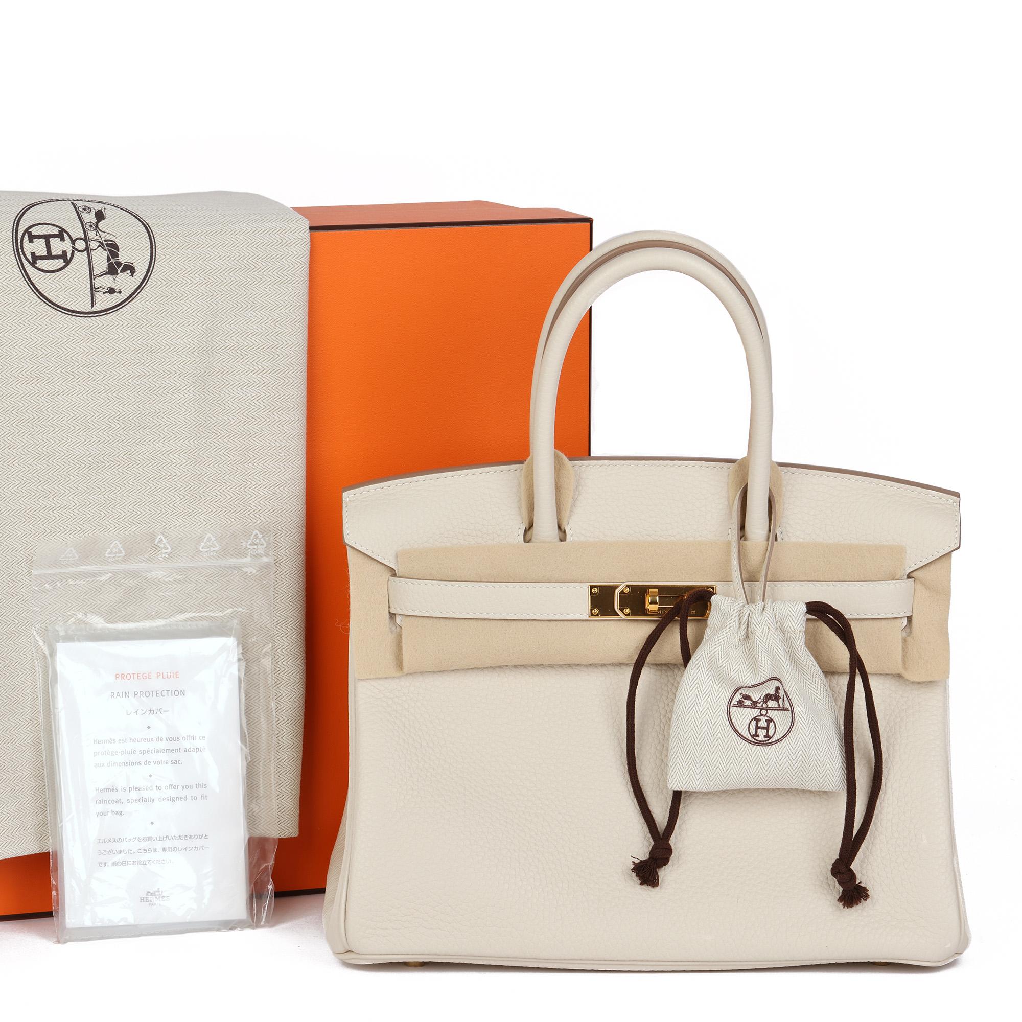 Hermès Craie Togo Pelle Birkin 30cm Retourne in vendita 6