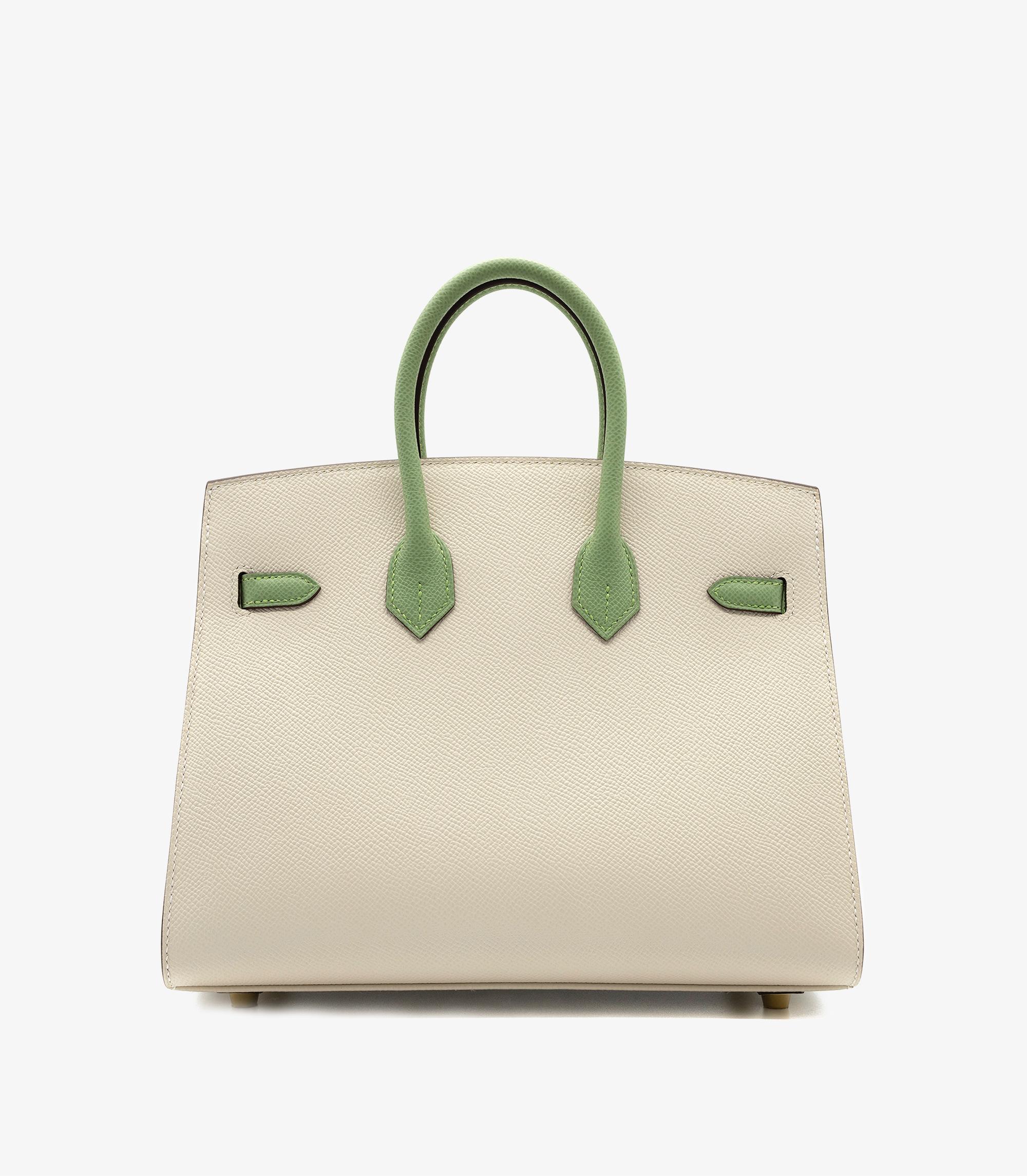 Hermès Craie & Vert Criquet Epsom Leather HSS Ordine Speciale Birkin 25cm Sellier In condizioni Nuovo a Bishop's Stortford, Hertfordshire