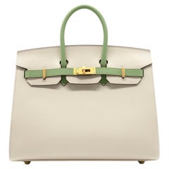 Hermès Craie & Vert Criquet Epsom Leather HSS Special Order Birkin 25cm Sellier
