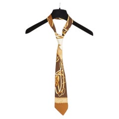 Hermès Cravate Twilly 1974 Lift profile Brown Silk Twill Scarf Tie Knot Hermes