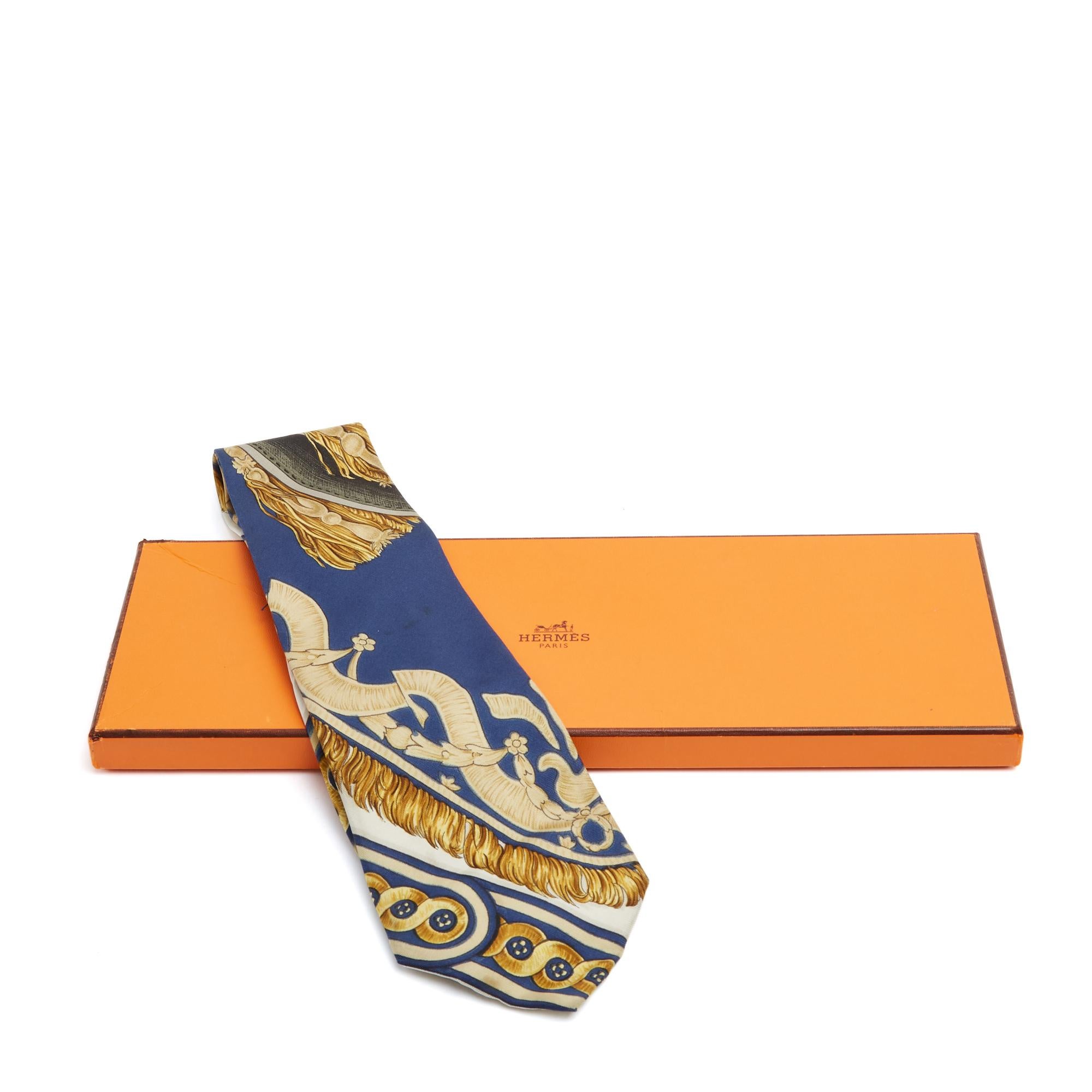 Hermès Cravate Twilly 1987 Bride de Cour Echarpe en sergé de soie noeud Twilly Hermes Unisexe en vente