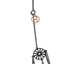 Hermes Crazy Caleche Necklace Blackened Silver 18K Rose Gold Limited Edition