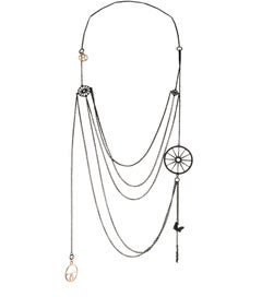 Hermes Crazy Caleche Halskette Geschwärztes Silber 18K Rose Gold Limitierte Auflage