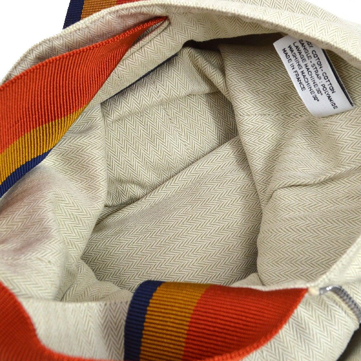 HERMES Cream Cotton Canvas Rocabar Cavalier Sling Shoulder Backpack Knapsack Bag In Good Condition In Chicago, IL