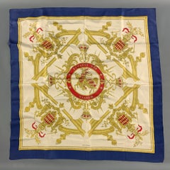 HERMES Cream Gold Silk Twill Deo Juvante Monaco Scarf