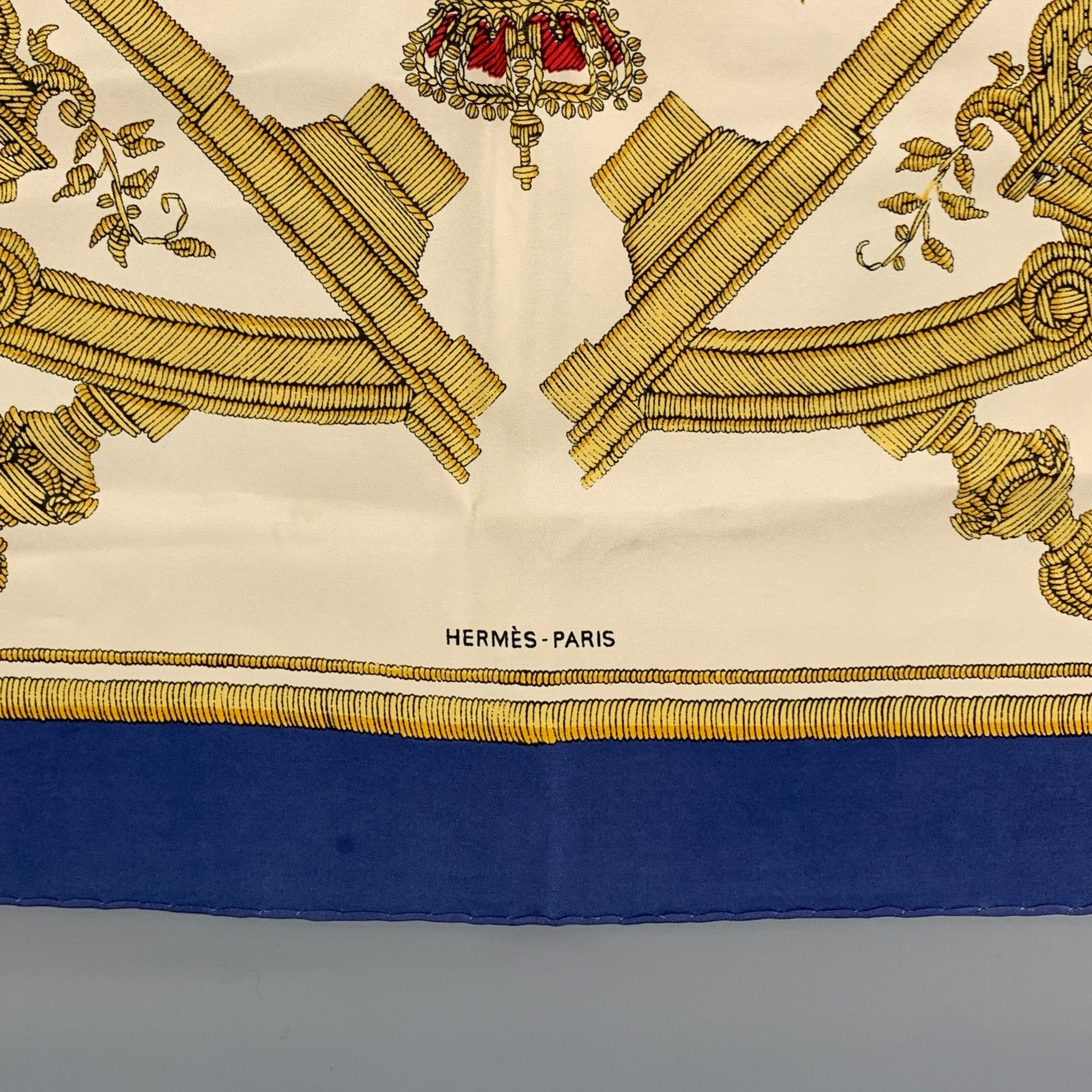 Women's HERMES Cream Gold Silk Twill Deo Juvante Monaco Scarf