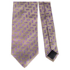 HERMES Cream Lavender Geometric Silk Tie