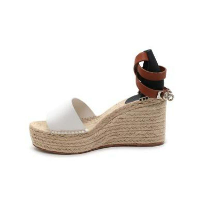 Hermes - Chaussures compensées Tipoli en cuir et jute de couleur crème en vente 3
