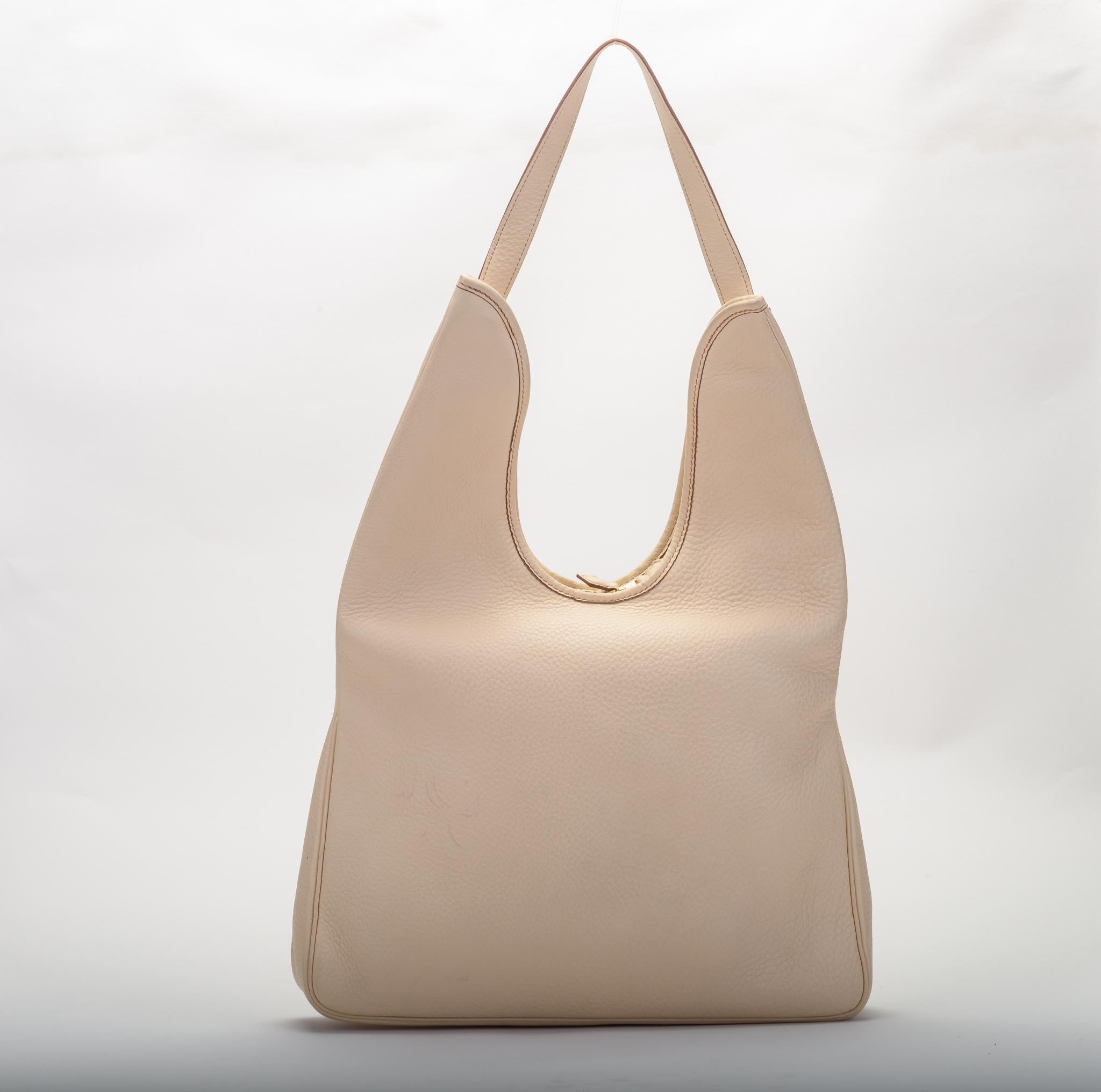 Brown Hermes Cream Masai Shoulder Bag