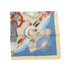 Hermes Cream & Multicolor Silk Scarf