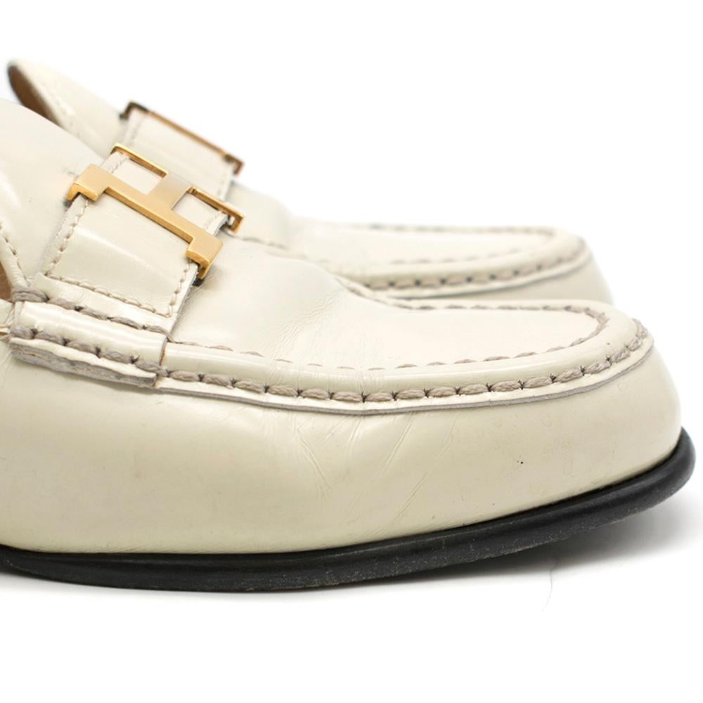 Hermes Cream Polished Leather Loafers 38 In Good Condition In London, GB