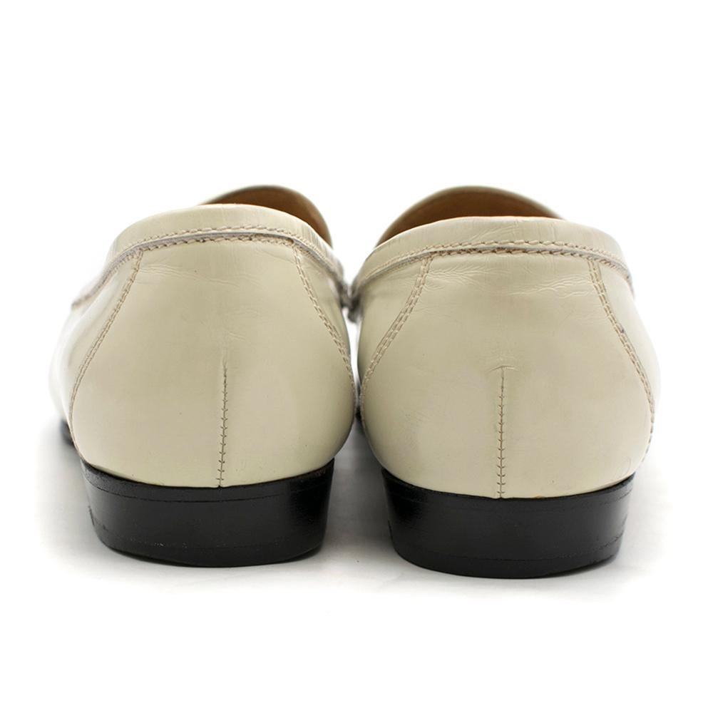 Women's Hermes Cream Polished Leather Loafers 38