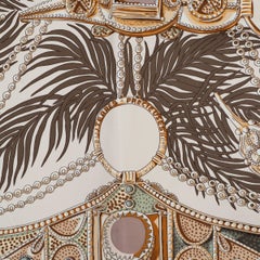 HERMES cream silk TERRES PRECIEUSES 90 TWILL Scarf