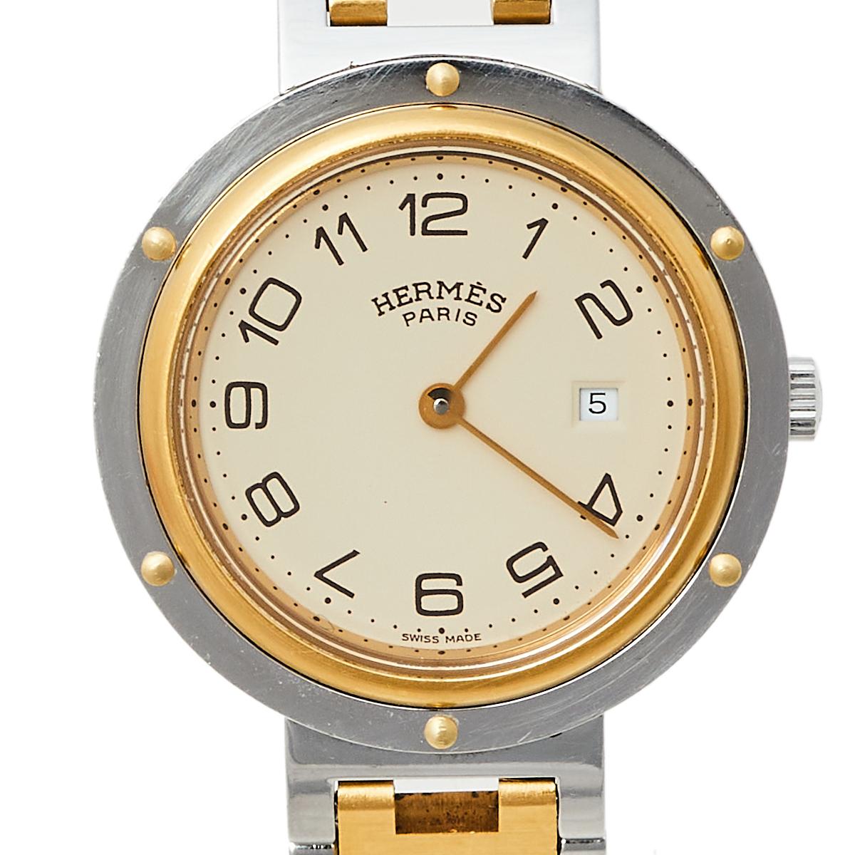 hermes two tone watch