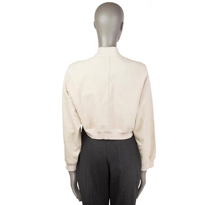 cream cropped bomber jacket